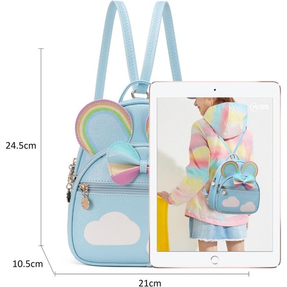 Bowknot Polka Dot Mini Backpack And Convertible Shoulder Bag Purse for Women - Picture 2 of 7